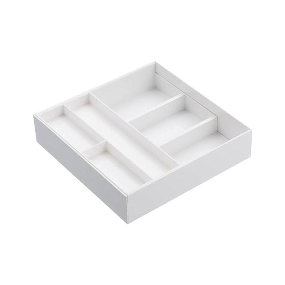 Yamazaki Plate Extendable & Slide Cutlery Tray, White, Approx. W25 X D24.6-45 X H5.7cm, Fits Drawer Sizes Perfectly, For Spoons, Forks, Chopsticks,