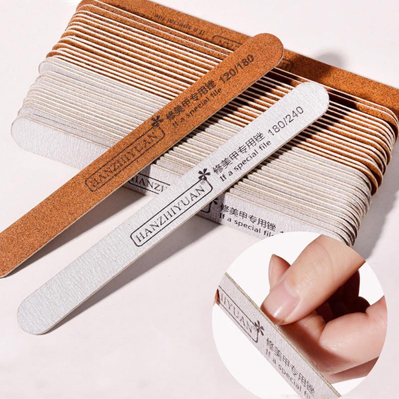 10Pcs Nail File Wooden Nail Art Sanding Buffer 120/180/240 Sandpaper Uv Gel Polisher Manicure Pedicure Nails Tool