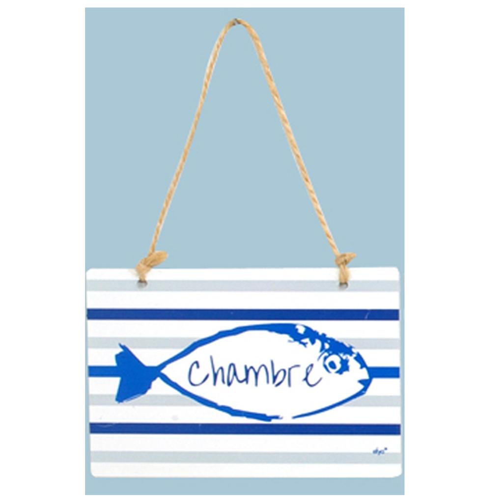 Les Trésors De Lily [R6517] - Metal kapı plakası 'Balıklar' mavi beyaz (oda) - 12x9cm