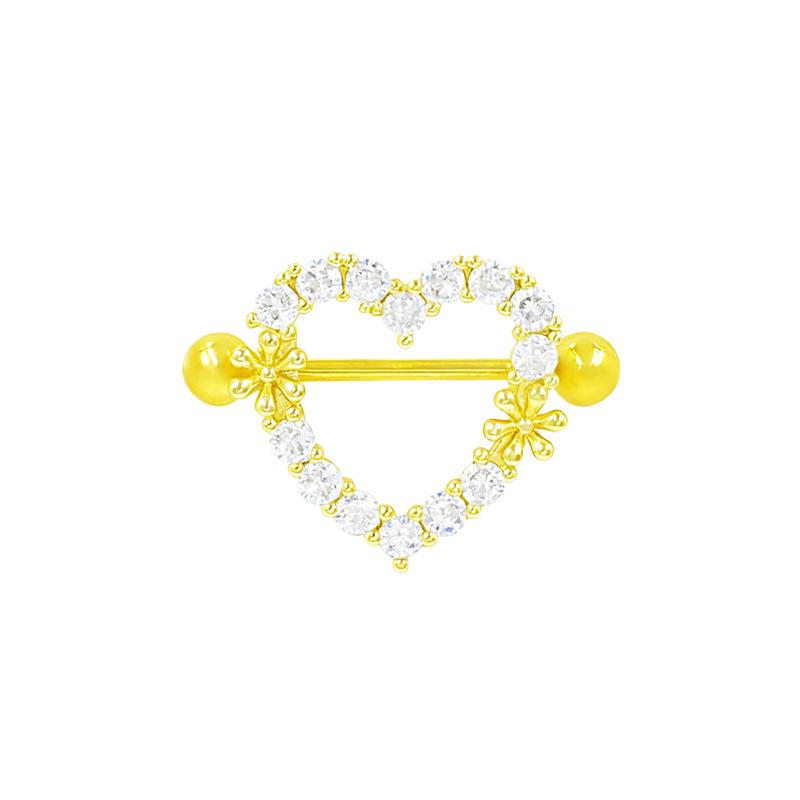 Heart-Shaped Cat Head Zircon Nipple Ring - European and American Fashion