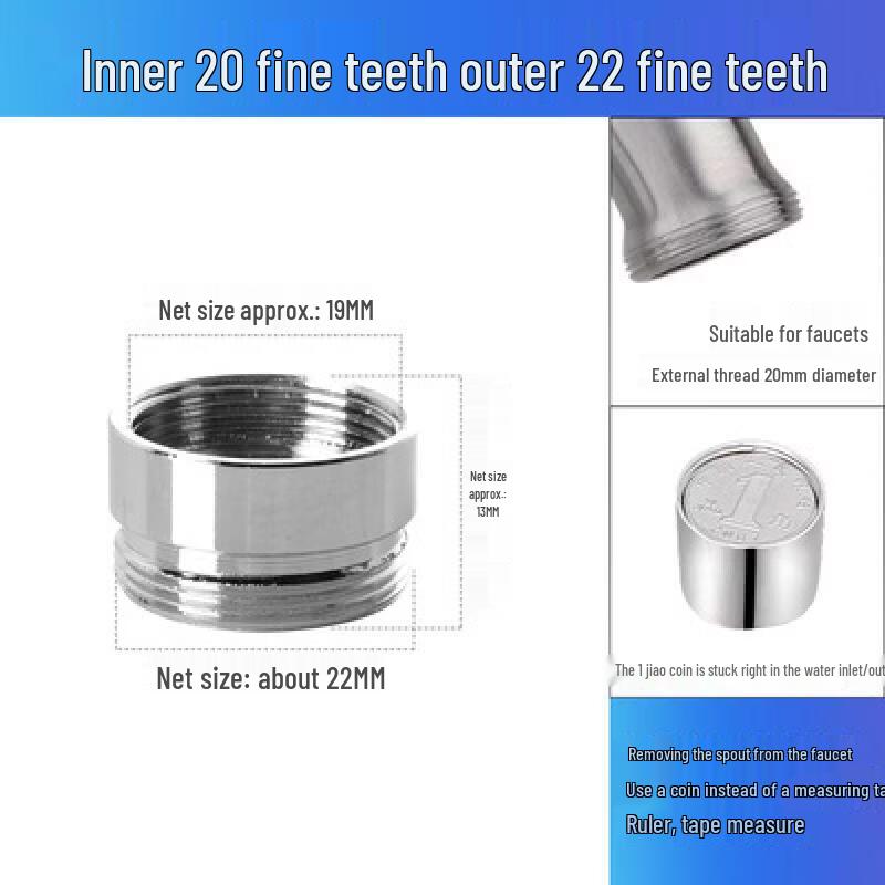 Hanyou Dual-Mode Copper Faucet Aerator Adapter Kit (M20 to M22, 8-Pack)