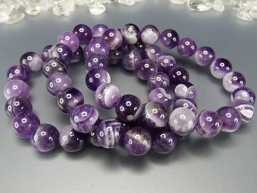 [Sekimachi] Phantom Amethyst, Approx. 10mm, AAA Natural Stone Bracelet, Prayer Beads, 150