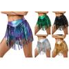 S-XXL Women's Fringed Booty Shorts: High Waist Iridescent Metallic Hot Pants with Tassel for Jazz Rock Dance Performance