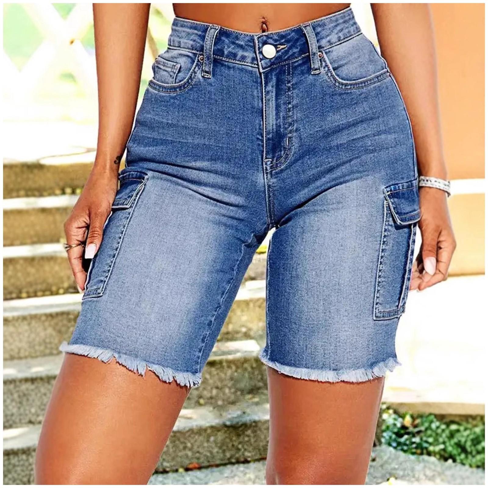 

Женские джинсовые классические универсальные модные шорты с высокой талией XL темно-синий