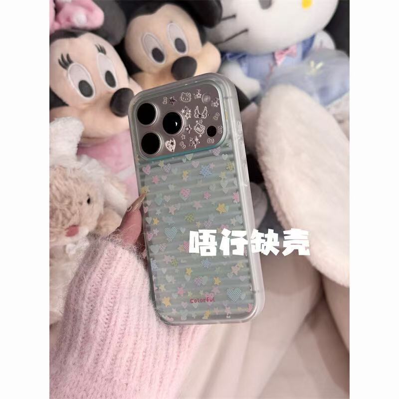Fresh Mint Green Color Star Love Skin Scrub for Apple 17promax1615 Anti-drop Mobile Phone Case