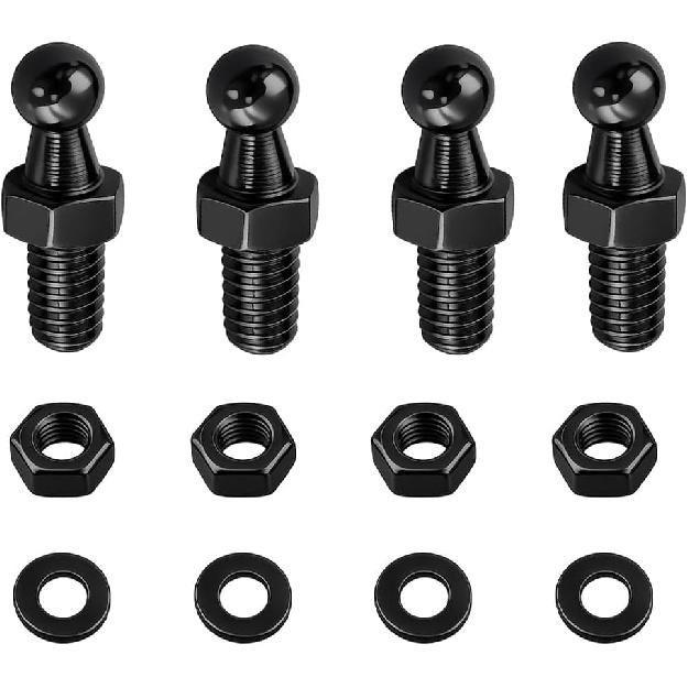 4 Pièces Goujon à Rotule de Voiture 10 mm avec Écrous de Fixation, Goujons pour Ressort à Gaz de Véhicule en Acier au Carbone M6, Extrémités Robustes de Support de Levage à Ressort à Gaz pour Amortisseurs Automobiles