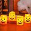 6PCS Halloween Pumpkin Candle Lights Led Electronic Table Garden Decorations Night Entertaining Play Safe Kid Friendly Fun