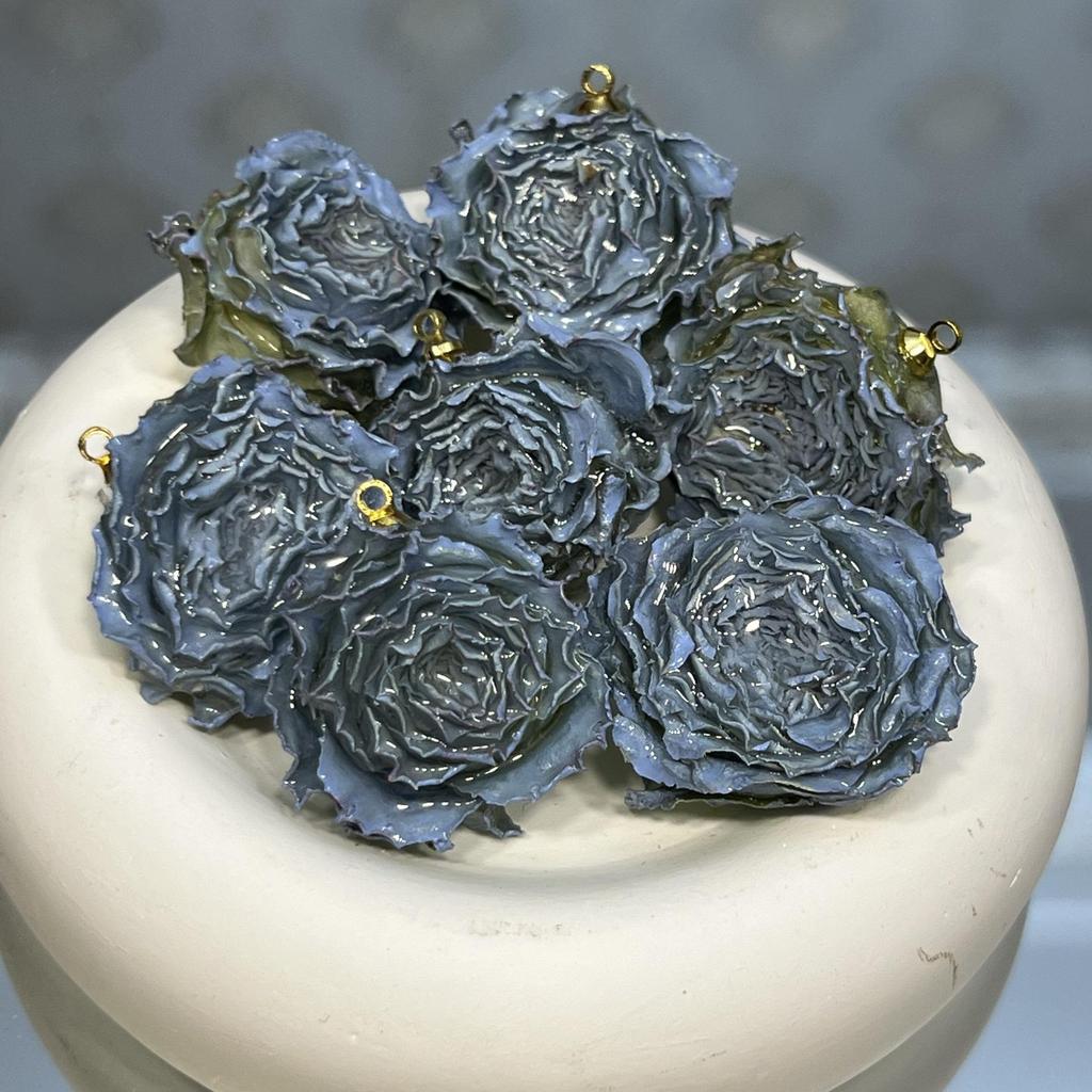 Rose-Dyed Epoxy Resin Flower Heads for DIY Earrings & Bracelets, Real Dried Semi-Finished Ornaments