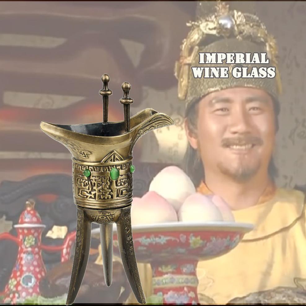 Starożytny cesarski kielich, Kielich do wina z imitacji brązu, Antyczny puchar, Metalowy mały kieliszek do wina, Dekoracje domowe starożytne naczynia do wina