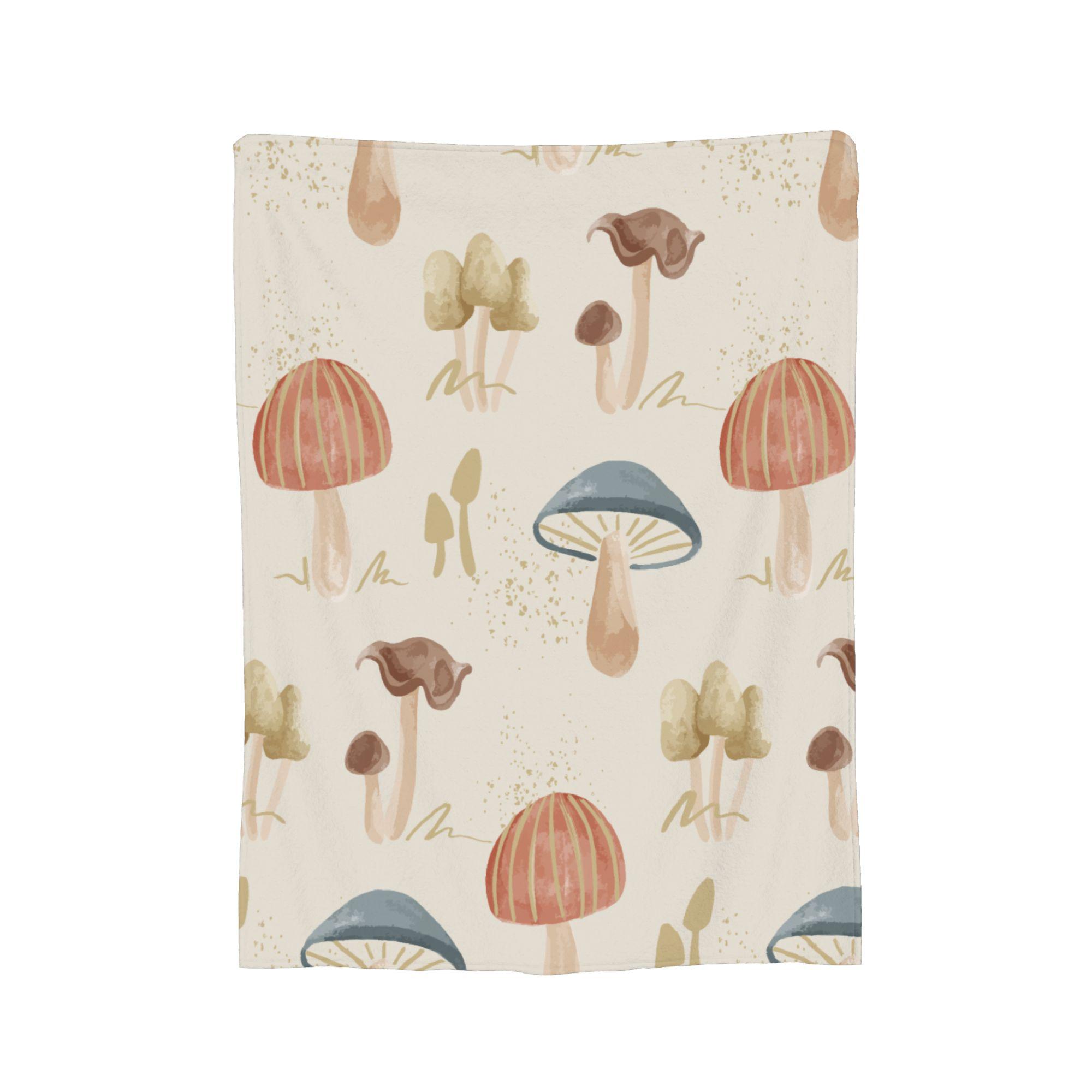 

Leaf and Mushroom Pattern Blankets Fleece Spring/Autumn Portable Lightweight Throw Blankets for Bed Car Bedspread 30x40in