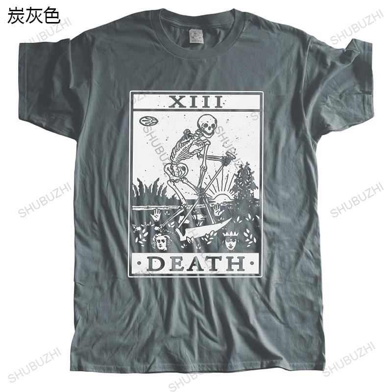 Gorgeous Death Tarot Shirt Major Arcana Halloween Spooky Skeleton Creepy Tshirt Short Sleeve Pure Cotton Tshirt Casual Tee Tops