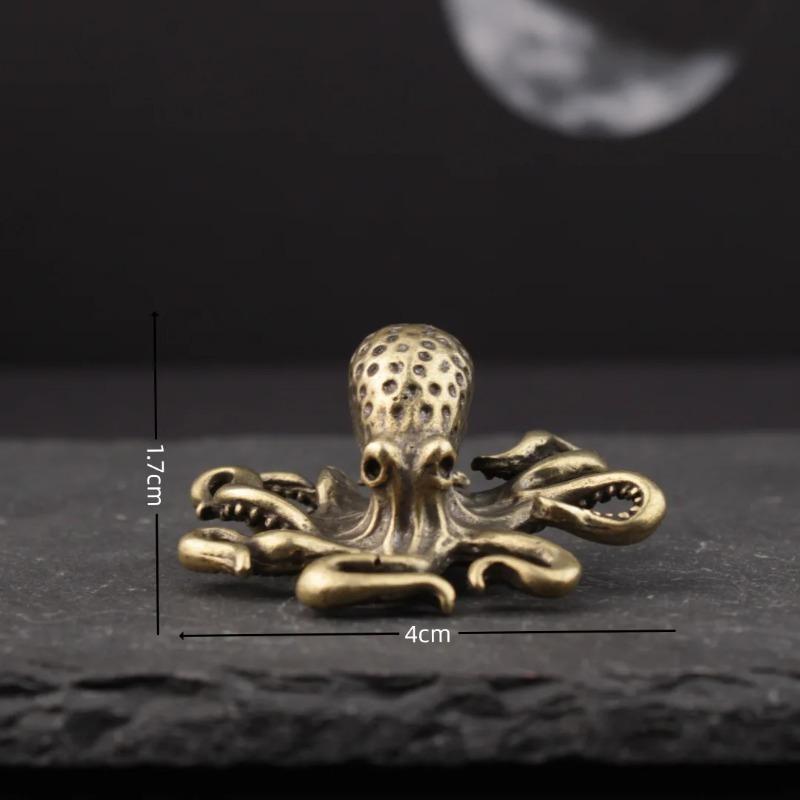 

Octopus Ornament Antique Bronze Animal Decor Creative Small Keychain Craft For Home Coffee Table Desktop Art Decoration світло-сірого кольору