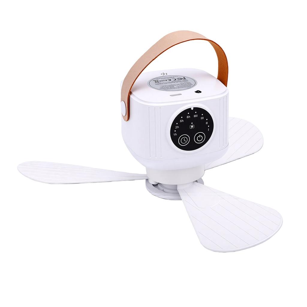 Portable Outdoor Ceiling Fan Adjustable Light Rechargeable 3 Blades Ceiling Fan for Outdoor White