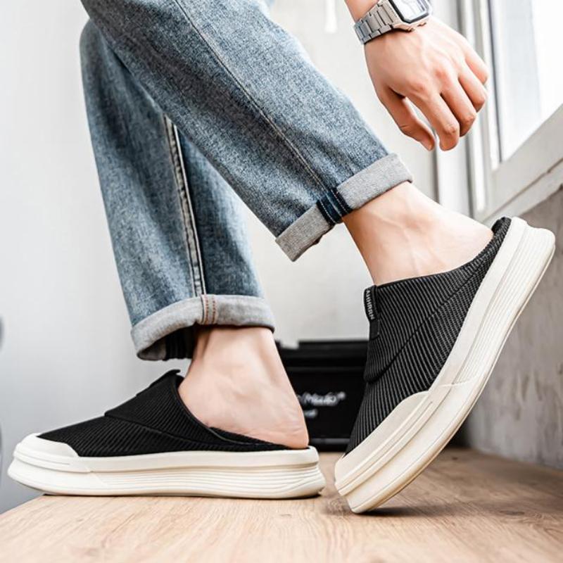 Flat-soled Versatile Fashionable and Simple Men's Casual Sneakers Solid Color Casual Breathable Lazy Men's Shoes