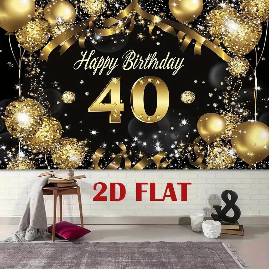 2D plane, 2D plane background banner - Exclusive black gold 40th anniversary theme design