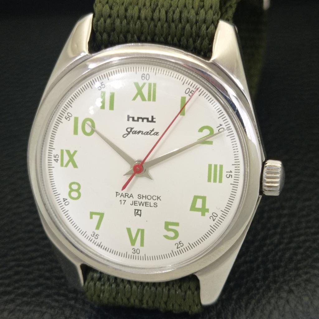 VINTAGE HMT JANATA HAND-WINDING INDIAN MENS WHITE COLOR DIAL WATCH a700095-5