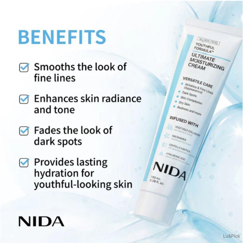 Nida Jugendliche Formel™ Ultimative Feuchtigkeitscreme 100 ml + NIDA Revive Augencreme für Gesicht & Hals 40 ml Set