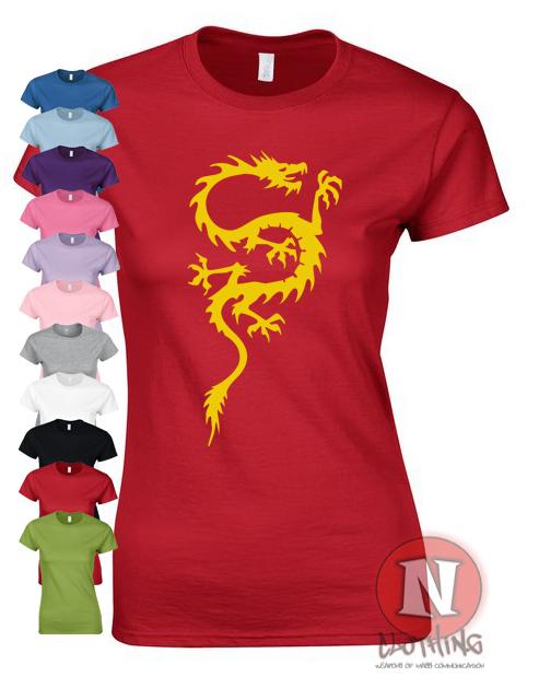 Chinese dragon kung fu karate martial arts Asian Japanese ladies women's T-shirt