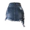 Fashion Women Solid Blue High Waist Buttons Leisure Short Casual Mini Skirt