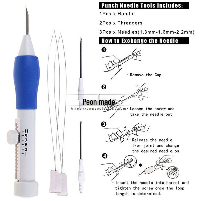 Embroidery & Punch Needle Set with Threader and Cloth 