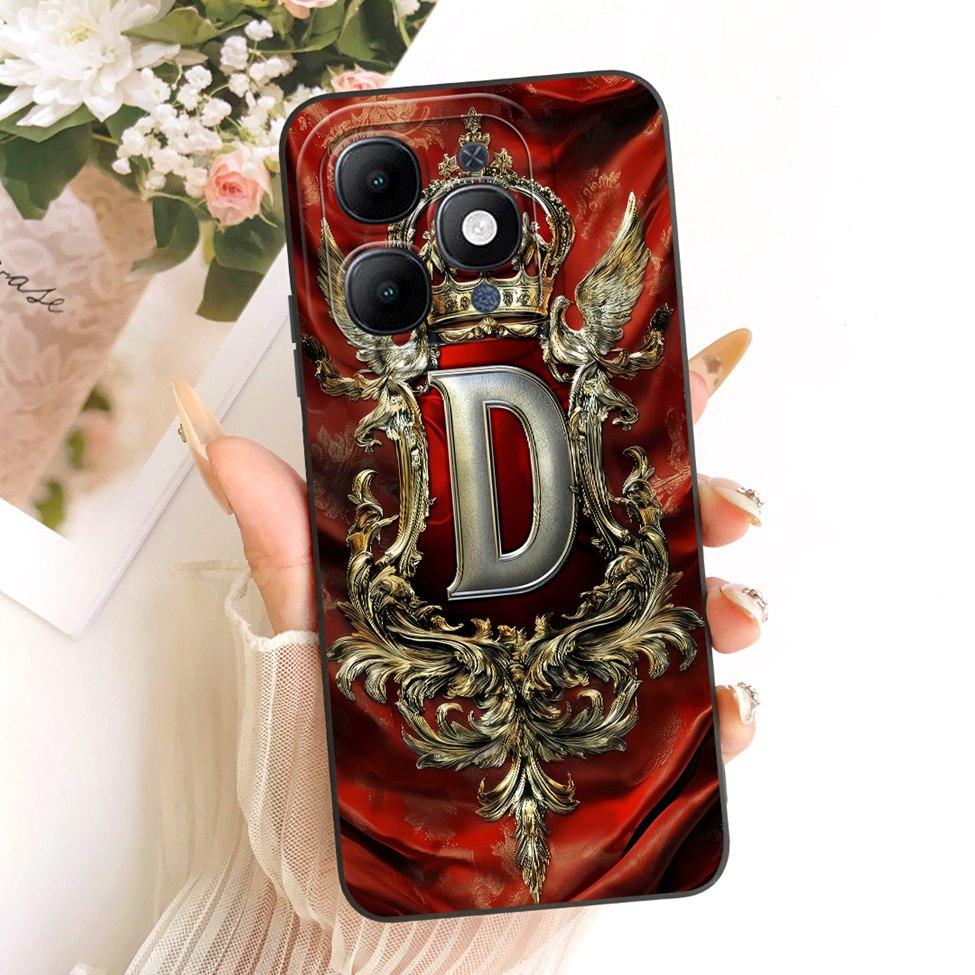 For ITEL A6610L Cover For ITEL A90 4G Case Silicone Luxury Crown A-Z Letters 2D Flat Pattern Soft Phone Case For ITEL A 90 4G