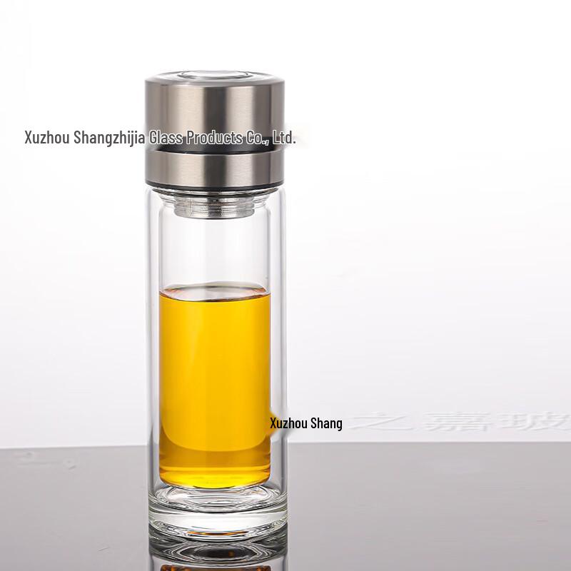 Shangqi One-Touch Double-Wall 350ml Glass Tea Infuser Mug