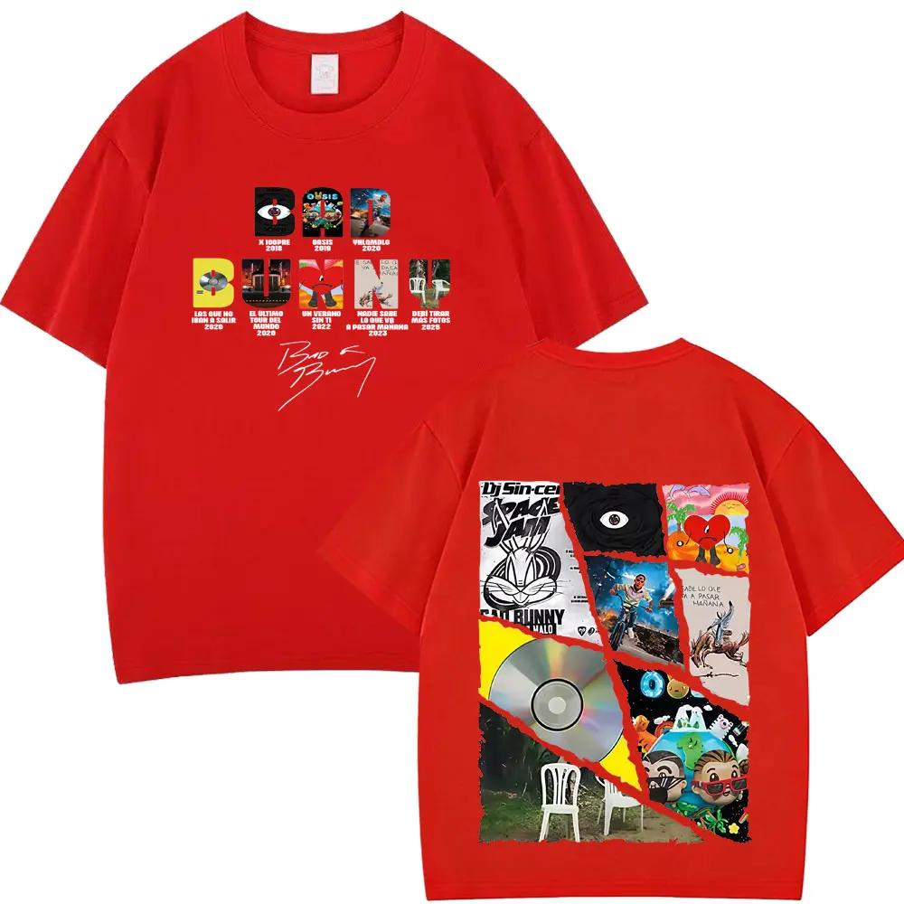 Rapper Bad Bunny Tour Album Merch Magliette Debi Tirar Mas Fotos DTMF Graphics Magliette Uomo Hip Hop Cotone Oversize Magliette alla Moda