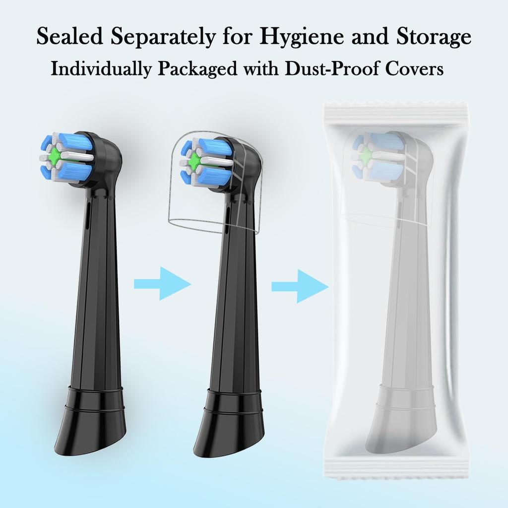 IO Replacement Brush Heads for Oral-B iO Series 2-10 Electric Toothbrushes (3 Black + 3 White)