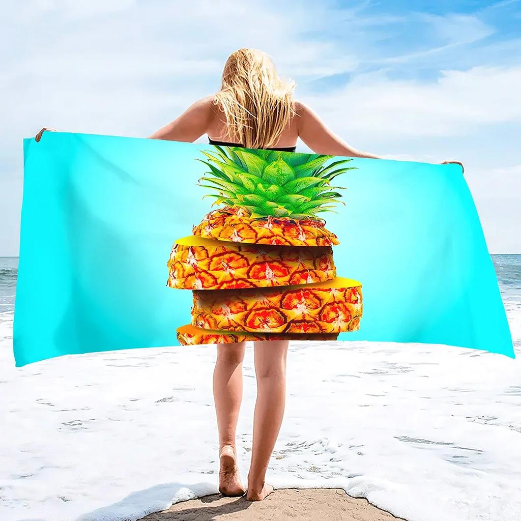 Pineapple Beach Towel ,Lightweight Microfiber Absorbent Quick Dry Sand Free Blanket Towels,Soft Pool Travel Bath Swim Towels