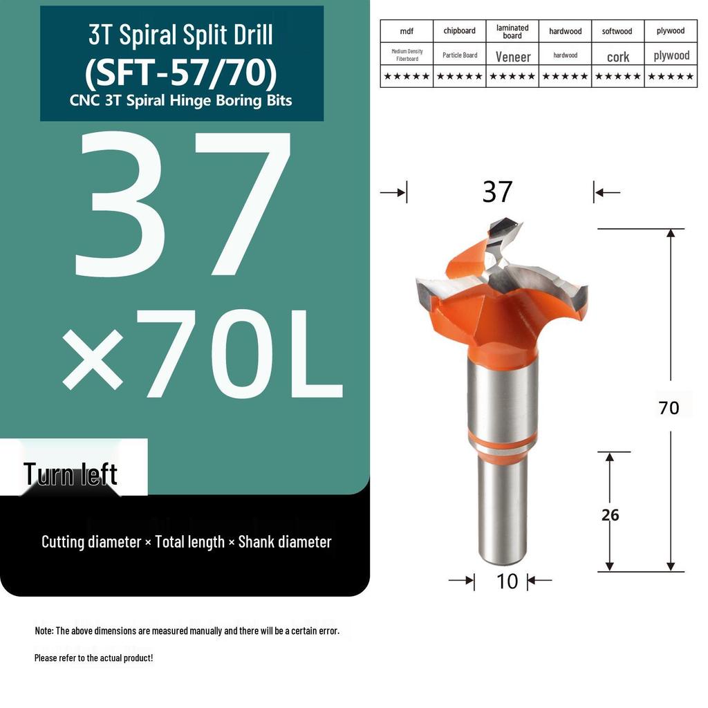 Yasen CNC Woodworking Three-Flute Spiral Drill Bit and Hole Opener