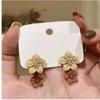 Retro Simple Brown Flower Korea Stud Earrings for Women Girls Cute Charm Wedding Bride Party Jewelry Accessories Friendship Gift