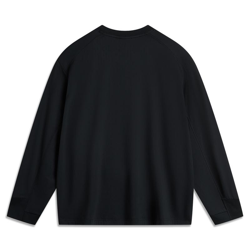 Li Ning CF Suo Solid Color Pullover Casual Long Sleeve Sweatshirt Unisex sweatshirt Black ATLU159-4