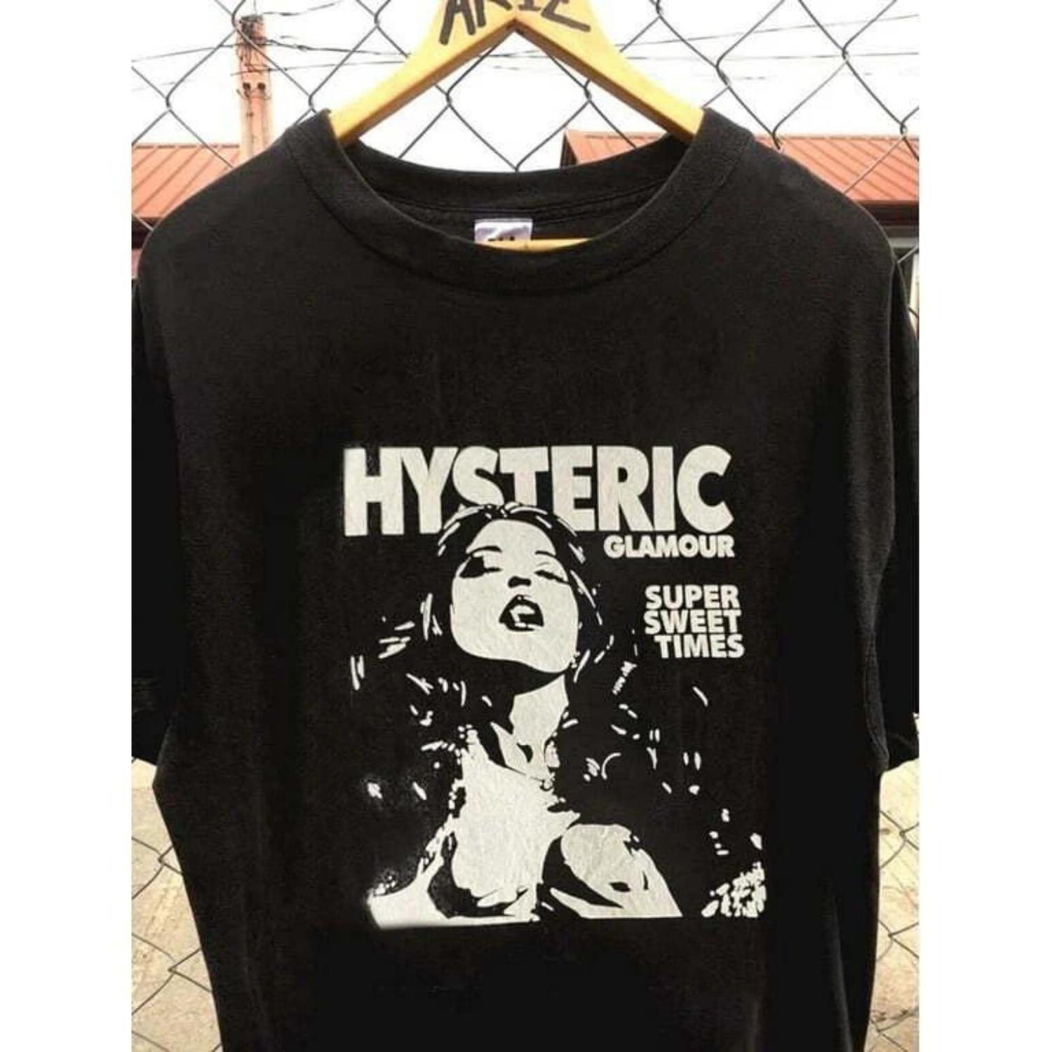 Hysteric Glamour 90s Retro Style Charcoal Reprint T Shirt For Men Women Graphic Short Sleeve Shirt Unisex Men Women Summer S