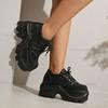 Svarta Platåskor Punk Höjdökande Snörning Casual Sneakers för Kvinnor Gotisk Modefotbeklädnad Tjock Sula Storlek 35-42