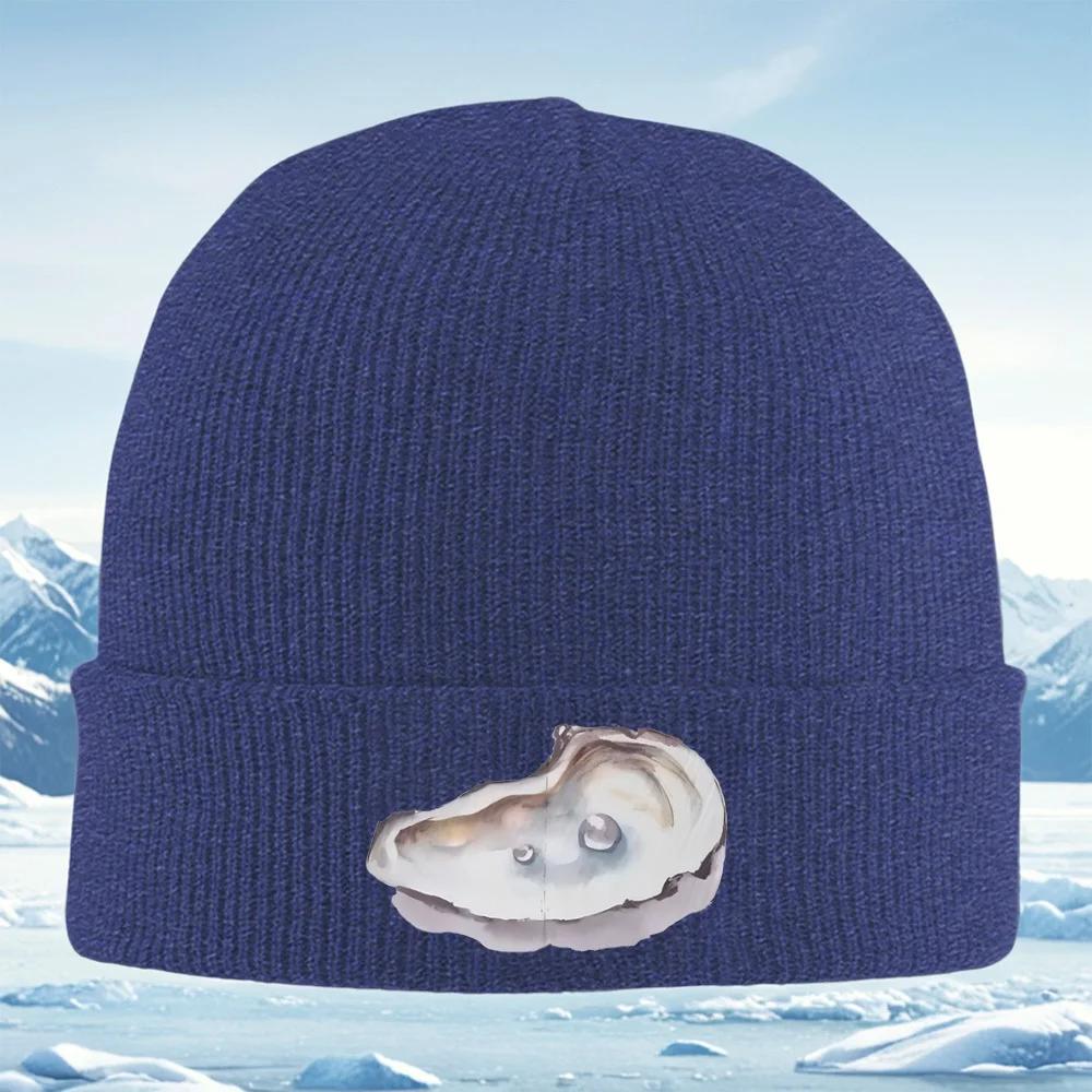 Abstract Shell Shape Pearlescent Design Unisex Women Unisex Knitted Hat Beanie Pullover Cap Winter Thermal Warm Christmas Outdoor C