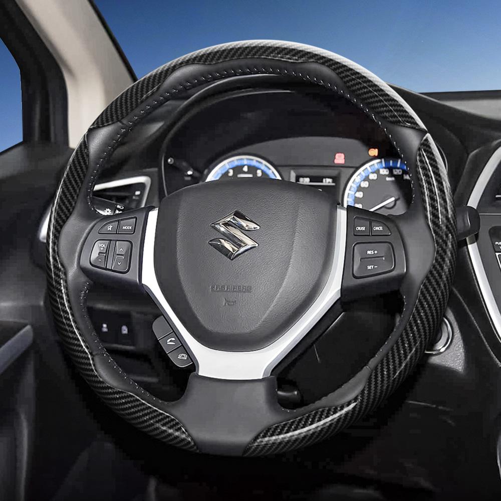 Zkfan8 Geeignet für Suzuki Lenkradabdeckung mit Karbonfaser-Textur und segmentiertem Schnellverschluss-Design für Wagon R Swift Ertiga Brezza Baleno Fronx