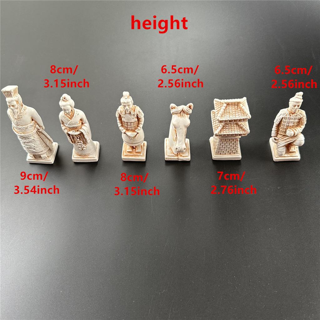 Large Imitation Ancient Chess 3D Terra-Cotta Army Resin Chess Pieces To Do Old Treatment Leather Chessboard 43Cm/16.93In