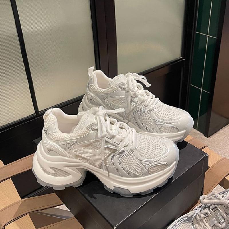 Thicksoled silver dad shoes women's spring and summer new breathable heightening Internet celebrity fried street ins tide casual sports shoes