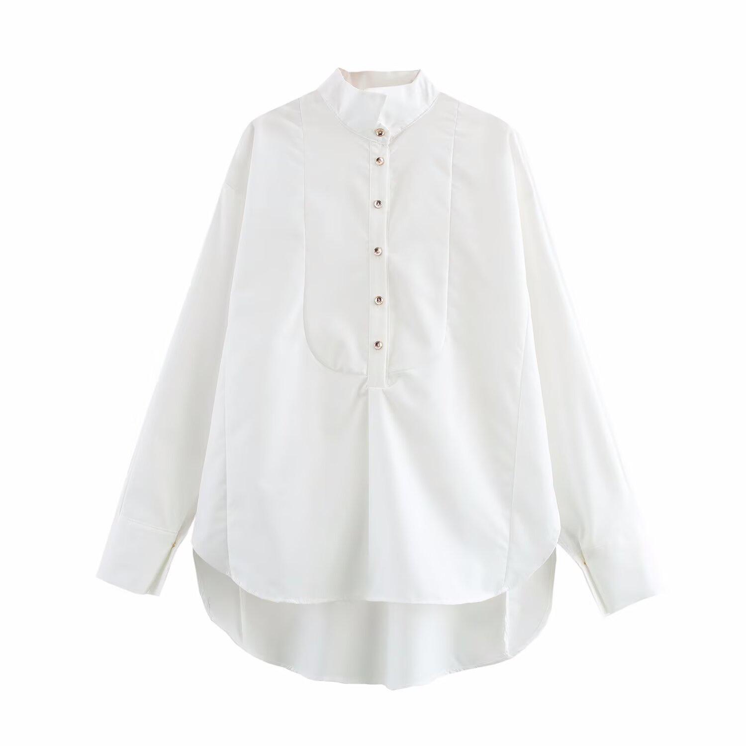 

2025 Spring Women s Shawl-style Shirt: European & American Casual, Versatile, Loose Fit S белый