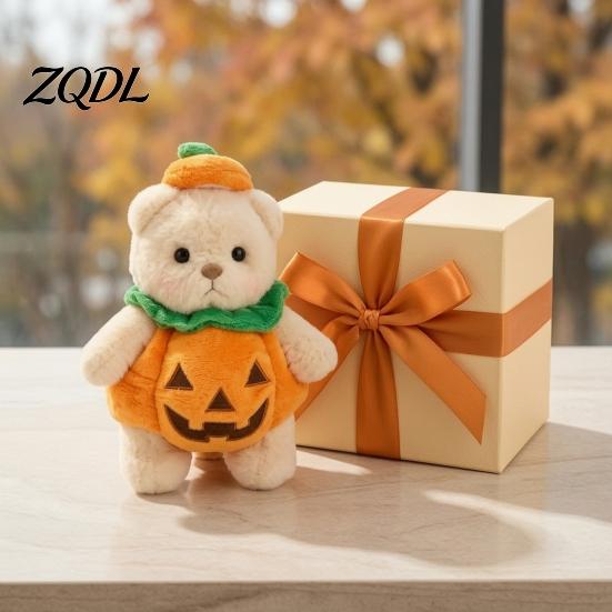 Plushie Toy for Halloween Party Pumpkin Bear Plush Toy, Soft Stuffed Animal Kids, Creative Ornament Cute Huggable Pillow Fall Holiday Home Decor