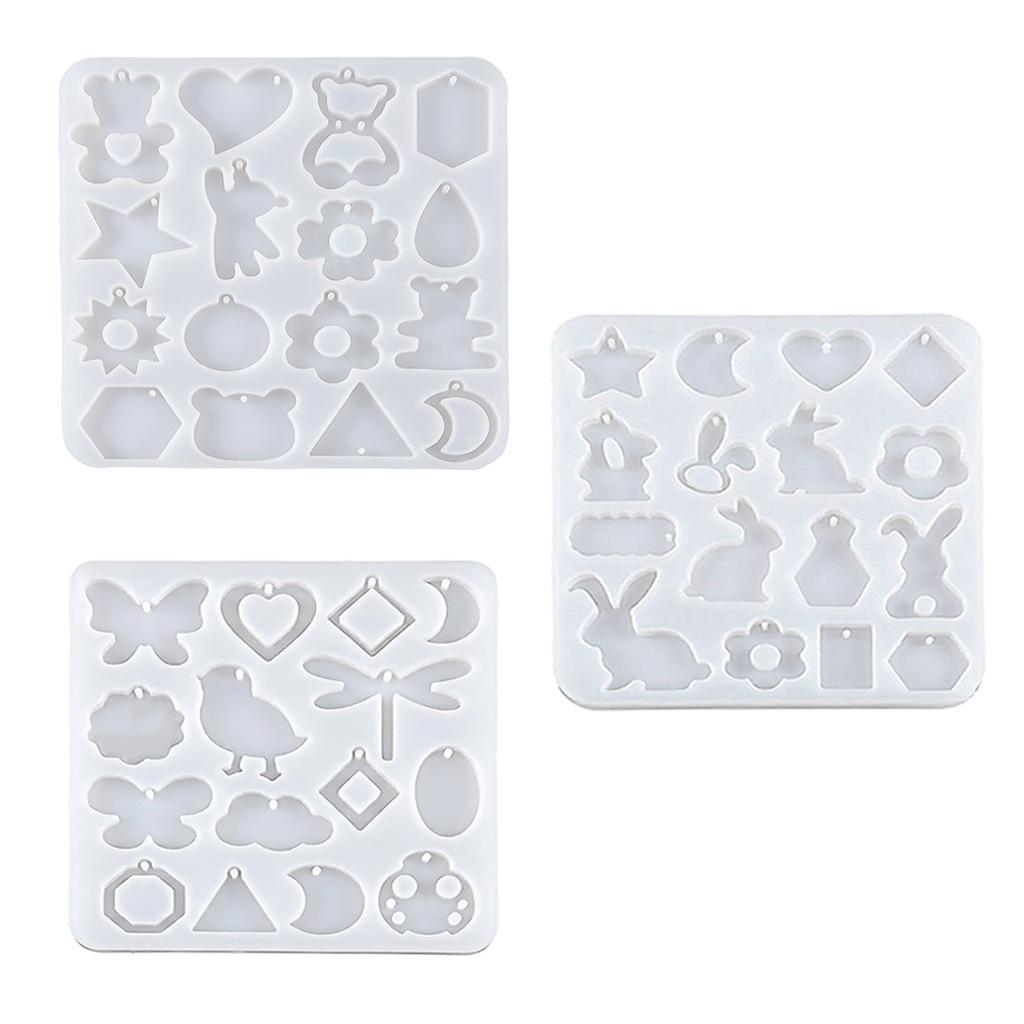 Early Riser DIY Resin Mold: Silicone Molds for Cartoon Animal & Geometric Pendants, Earrings (Rabbit, Bear, Butterfly, Flower)