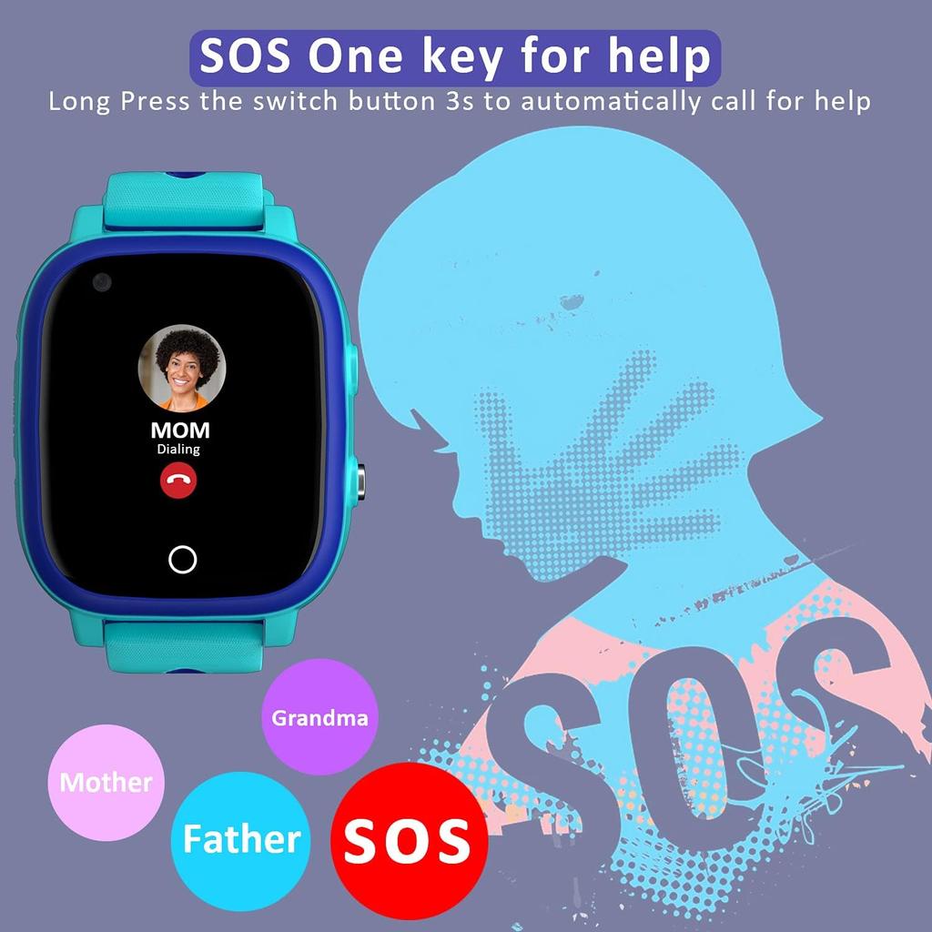 4G Kids Smart Watch, IP67 Waterproof Child Smartwatch with Camera, SOS,GPS Tracker, Video Calling, WiFi, Touch Screen Wrist Watch Phone for Age 3-14