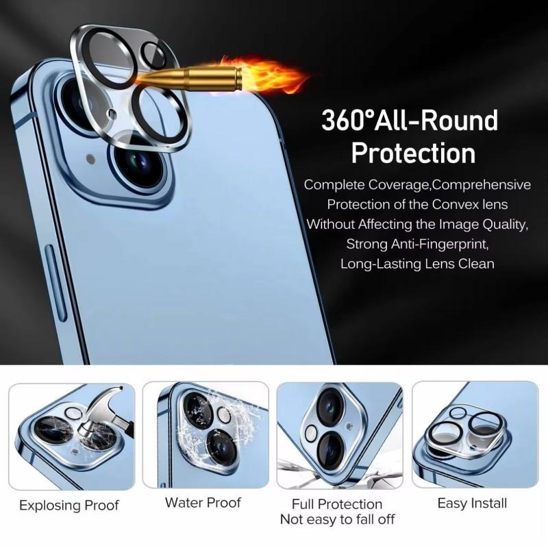 For iPhone 14/iPhone 14 Plus Camera Lens Protector WANLONFENG HD Clear Silk Printing Lens Film with Cleaning Cloth