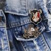 New Vintage Metal Badge British Crown Brooch Pin Retro Shield Medal Denim Pins for Backpack Accessories