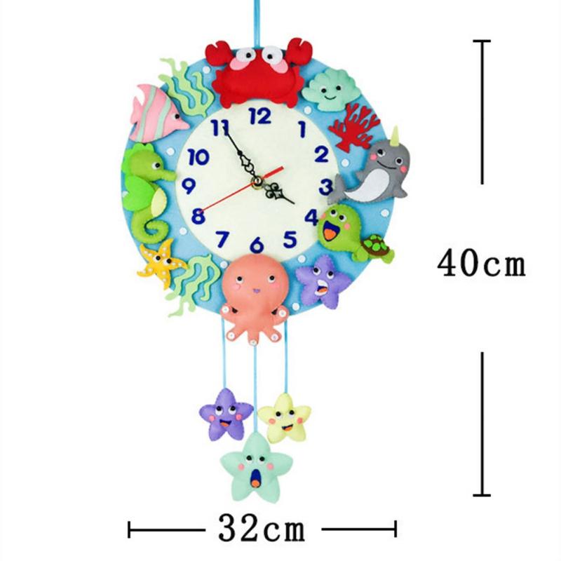 

Нетканые настенные часы ручной работы с рисунком «сделай сам», милые морские часы для детского сада, для украшения дома, детские подарки