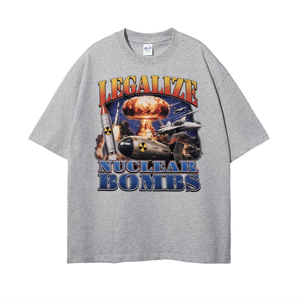 Bombs Funny Vintage Graphic T-shirts Men's Clothing Fashion T-shirt Oversized Cotton Short Sleeve T Shirts