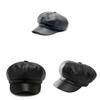 Solid Color Pu Leather Octagonal Beret Outdoor Breathable Hat Protection Sun