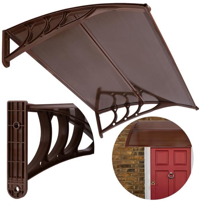Auvent pour Porte d'Entrée - SPRINGOS - 80x120cm - Aluminium - Polycarbonate - Marron
