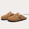 Fashion Women's Slippers 2025 Autumn Winter Leather Round Toe Slippers Couple Slippers Outdoor Casual Keep Warm Women Suede Slides Mujer