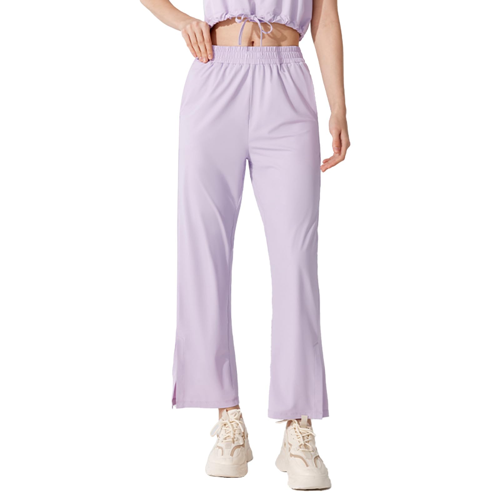 

MORGEN SKY Йога Активные Длинные Расслабленные Брюки с Боковыми Разрезами UV YK297 Женские Брюки, Брюки, Разрезы, Защита, UPF50+, Охлаждающие, Дышащие, Быстросохнущие,